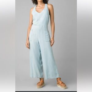 Prana Pale Blue Sleeveless Wide-Leg Jumpsuit